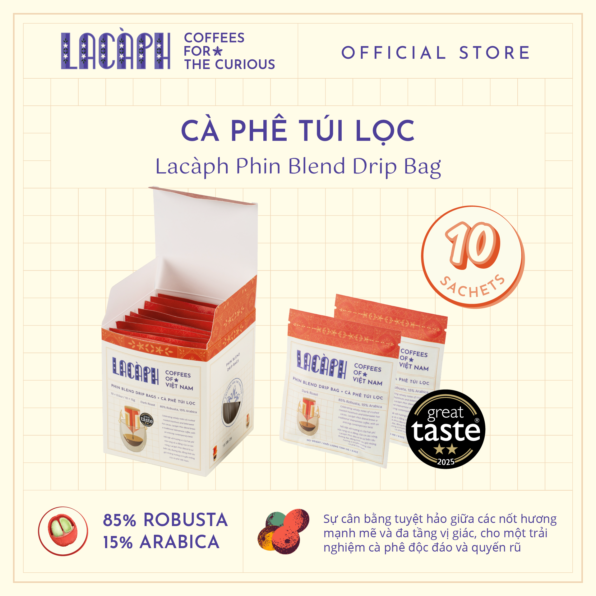 Lacàph Phin Blend - Drip Bags 越式滴漏Phin咖啡排掛耳包 ( 單包）