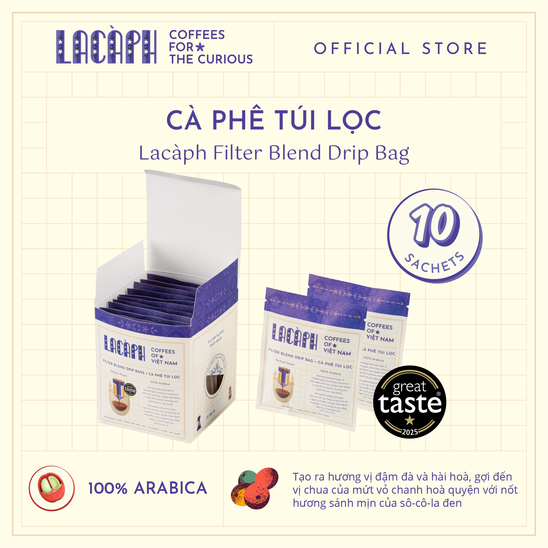Lacàph Filter Blend - Drip Bags 越式過濾咖啡掛耳包 （10 包裝）